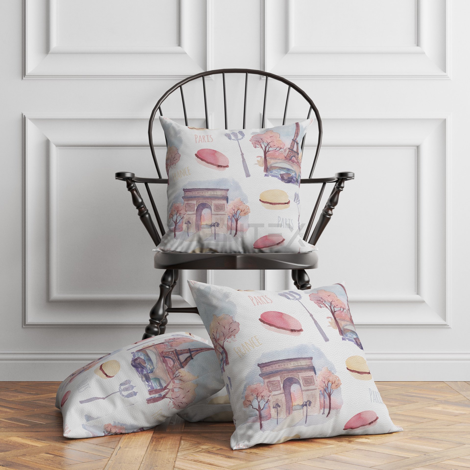 Paris Desenli Suni Deri Kırlent Kılıfı - PARCH104