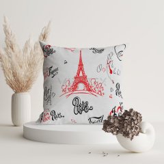 Paris Desenli Suni Deri Kırlent Kılıfı - PARCH121