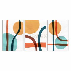 Soyut Geometrik Bohem Retro Art Minimal 3lü Set Tablosu - MNT134