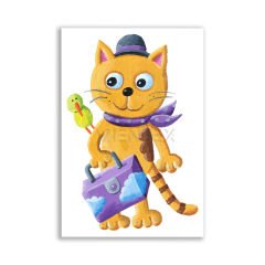 Çantalı Kedi Tablosu - CHD116