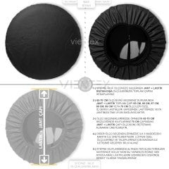 Suni Deri Deluxe Stepne Kılıfı 65 - 70 Cm - SİYAH - (21123/8000)