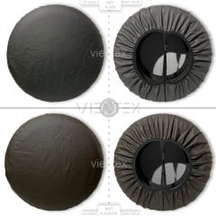 Suni Deri Deluxe Stepne Kılıfı 70 - 75 Cm - KOYU GRİ - (21223/2123)