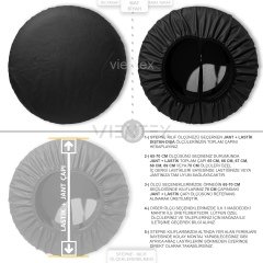 Suni Deri Deluxe Stepne Kılıfı 70 - 75 Cm - SİYAH - (21123/8000)