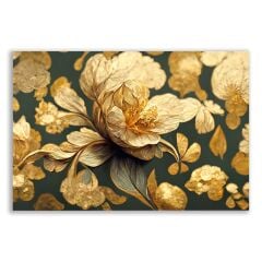 Altın Rengi Gold Çiçekler Tablosu  - FLR104