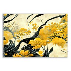 Çin Sanatı Sarı Gingko Yapraklar Tablosu  - FLR106