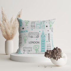 Londra Desenli Suni Deri Kırlent Kılıfı - LONCH101