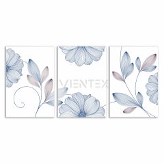 Dekoratif Çiçekler Minimal 3lü Set Tablosu - MNT104