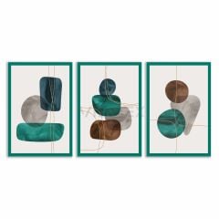 Dekoratif  Bohem Retro Art Minimal 3lü Set Tablosu - MNT114