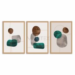 Dekoratif  Bohem Retro Art Minimal 3lü Set Tablosu - MNT115